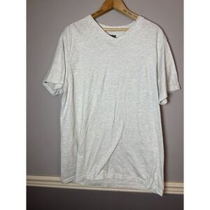 CSG Men's Size Large light heather gray Cotton Short Sleeve V Neck Basic Tee
